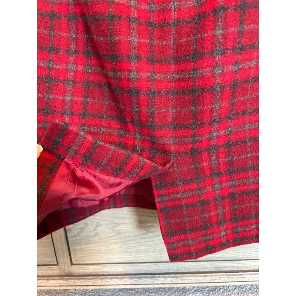 Talbots Outlet | Red/Gray Wool Blend Plaid Pencil Skirt | 8 - Picture 7 of 12